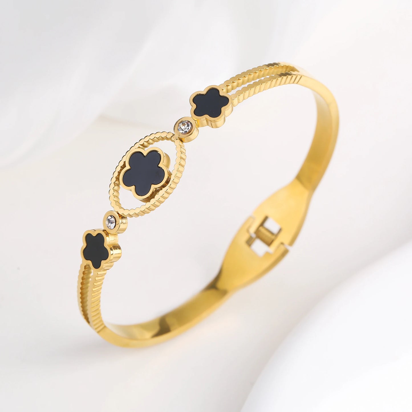 Simple en acier inoxydable coquille blanche cinq feuilles fleur bracelet classique trèfle poignet bijoux luxe pour femme fête bijoux cadeau