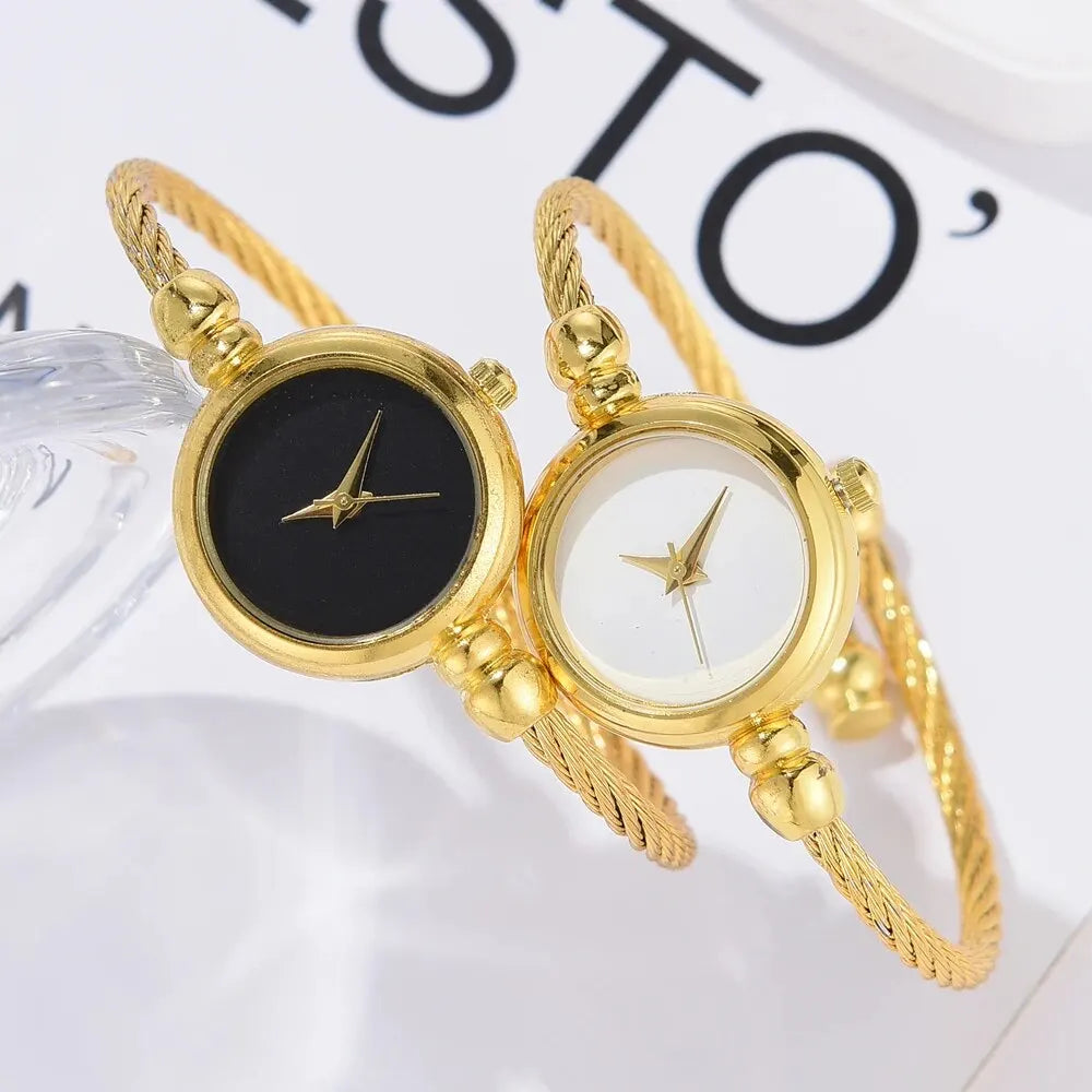 2PCS Mode Luxe Femmes Montre Or Fine Strap Dames Montre Pour Bracelet Montre Femme Femme Montre-Bracelet Femme Montre Reloj Relojes
