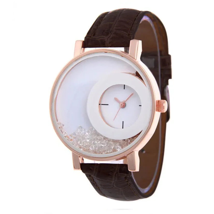 Broken Diamond Large Dial Student Montre pour femme Quartz Belt