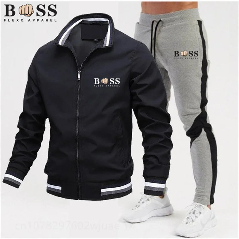 Nouveaux survêtements pour hommes 2024 Ensembles pour hommes Sweat-shirt + pantalon de survêtement Survêtement Fermeture éclair Col montant Costume de sport Jogging Fitness Vêtements pour hommes