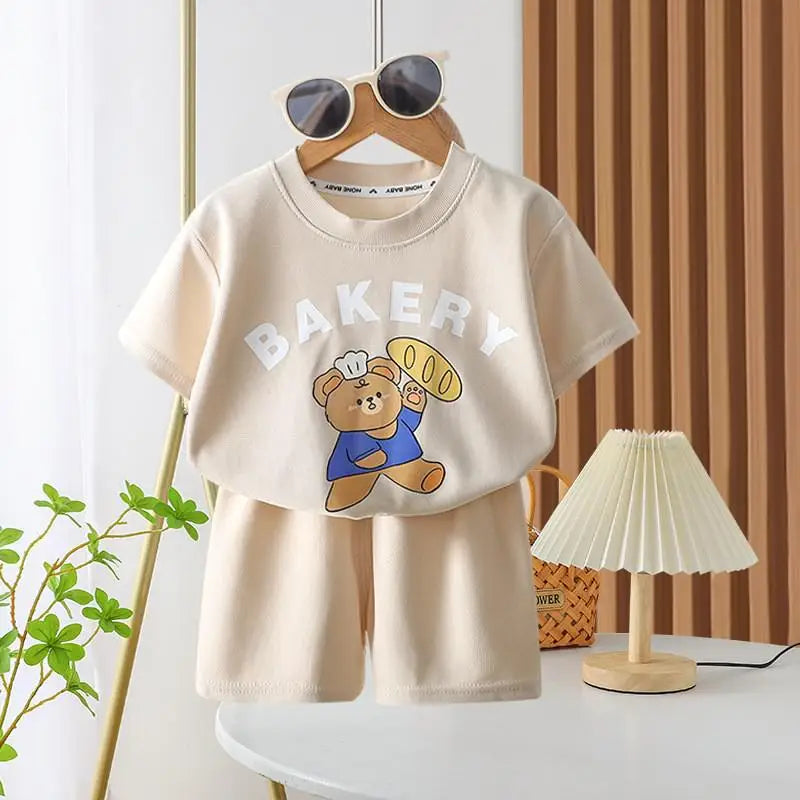Nouveau Ensemble Disney Baby Kids Vêtements Set Mickey Mouse Print T-shirt+short Deux Pièces Mode Enfants Fille Garçon Survêtement 100% Coton