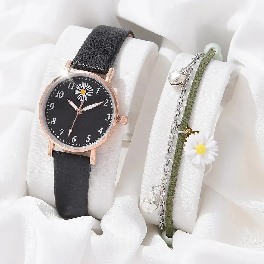 2025 Nouvelle montre pour femmes Robe romantique Bracelet Montre-bracelet Mode Dames Cuir Quartz Montre Horloge Femmes Montre Femme
