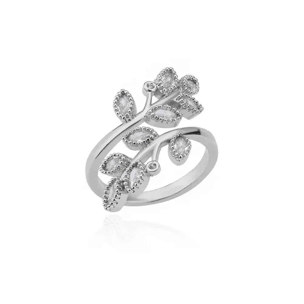 Zircon Double Layer Open Rings For Women Gold Color Adjustable Stainless Steel Ring Wedding Aesthetic Jewelry Gift Bijoux Femme