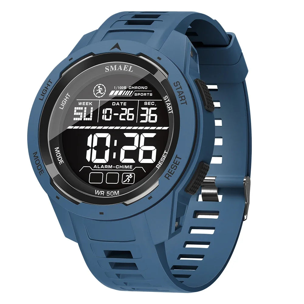SMAEL 8105 Montre pour hommes Montres numériques Sports LED Montres-bracelets pour hommes 50m Montre étanche Chronomètre à lumière numérique