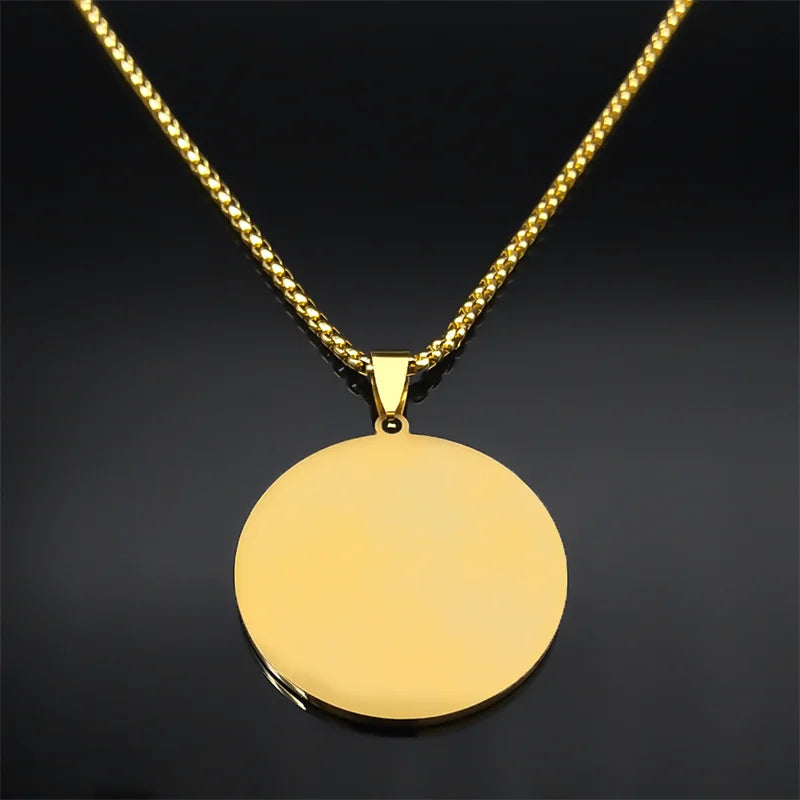 Collier de médaille de Coran arabe musulman Allah pour hommes Femmes Acier inoxydable Couleur or Chaîne d’amulette islamique Collier de bijoux NZZZ505S02