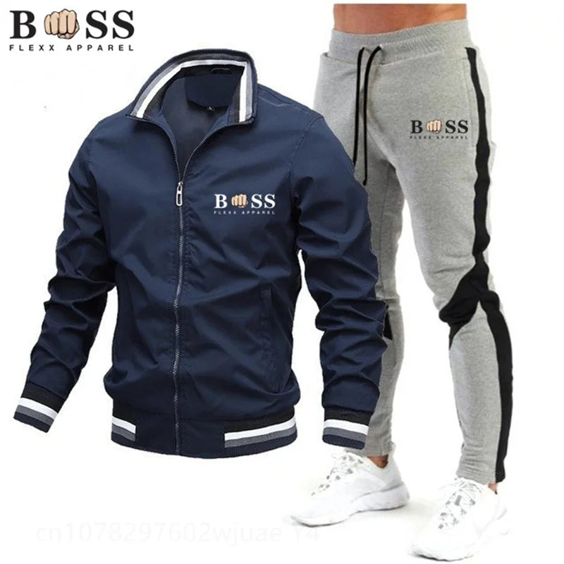 Nouveaux survêtements pour hommes 2024 Ensembles pour hommes Sweat-shirt + pantalon de survêtement Survêtement Fermeture éclair Col montant Costume de sport Jogging Fitness Vêtements pour hommes