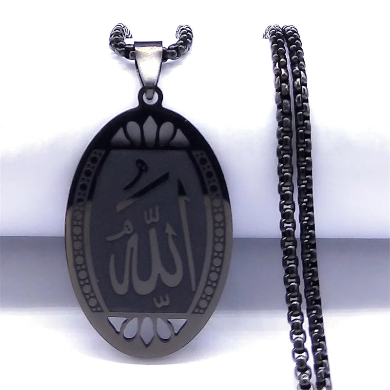 Journal islamique musulman Allah Chaîne de collier en acier inoxydable pour hommes Femmes Arabe Or Couleur Islam Bijoux collier homme N1208