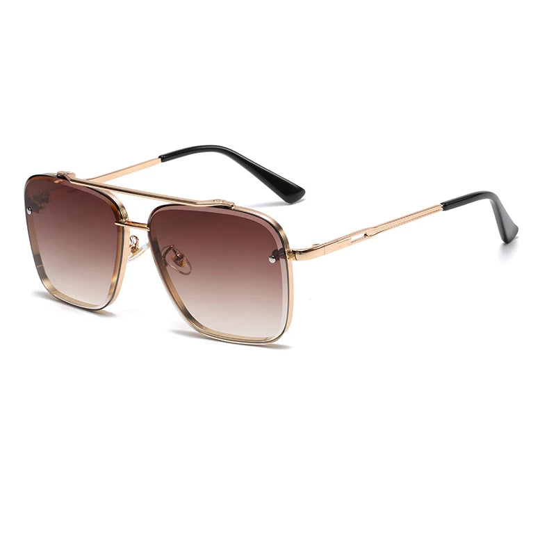Nouvelles lunettes de soleil dégradées pour hommes Mode Métal Grand cadre Lunettes de soleil Marque Design Luxe Lunette De Soleil Homme