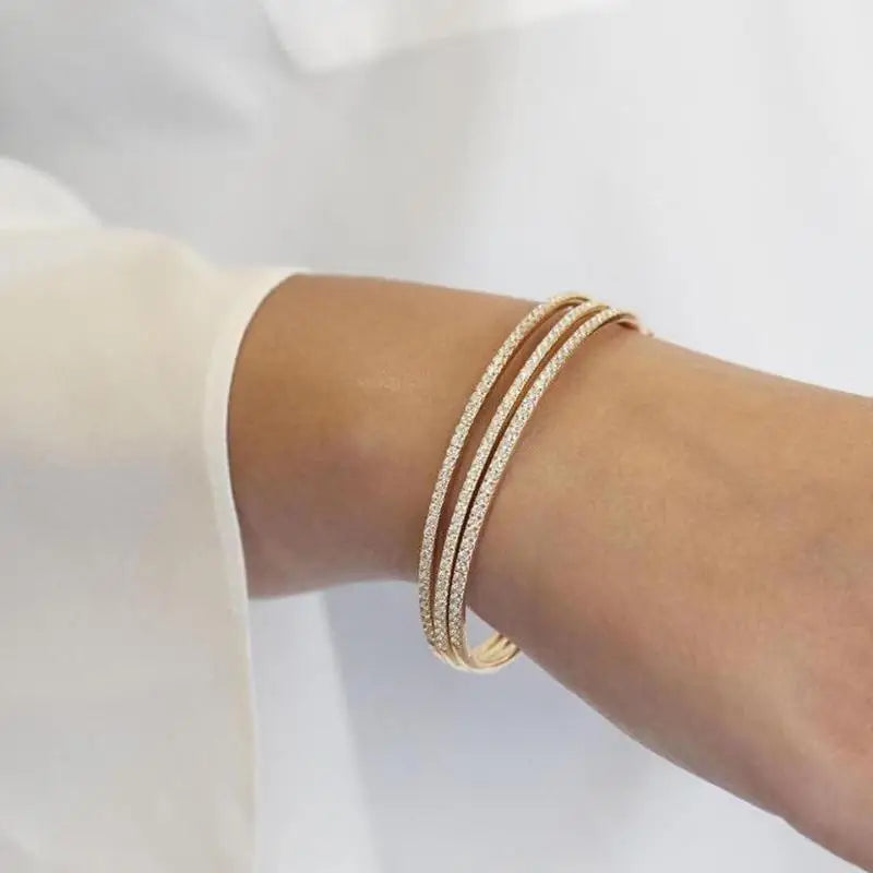 ZAKOL Simple Micro-incusté Cubic Zirconia Bangle pour Femmes Mode Géométrique CZ Bracelets Bijoux