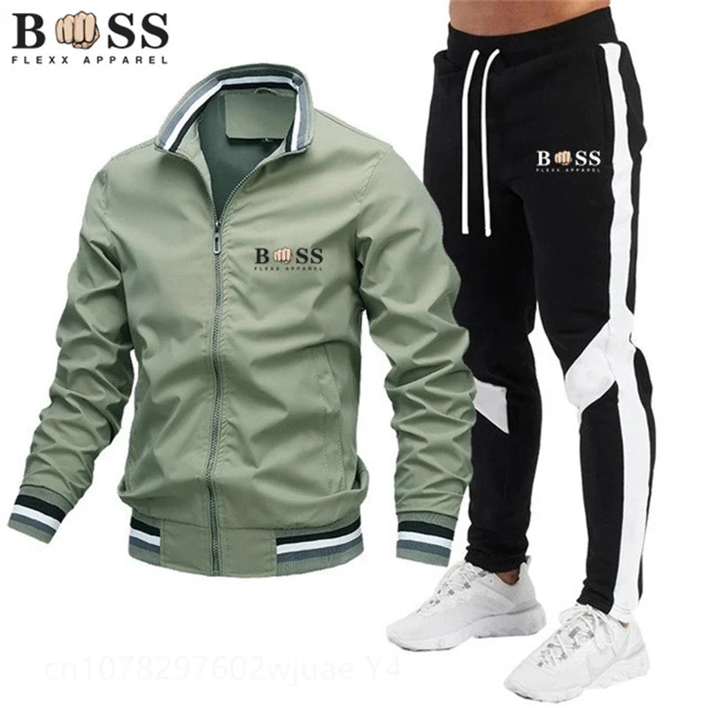Nouveaux survêtements pour hommes 2024 Ensembles pour hommes Sweat-shirt + pantalon de survêtement Survêtement Fermeture éclair Col montant Costume de sport Jogging Fitness Vêtements pour hommes