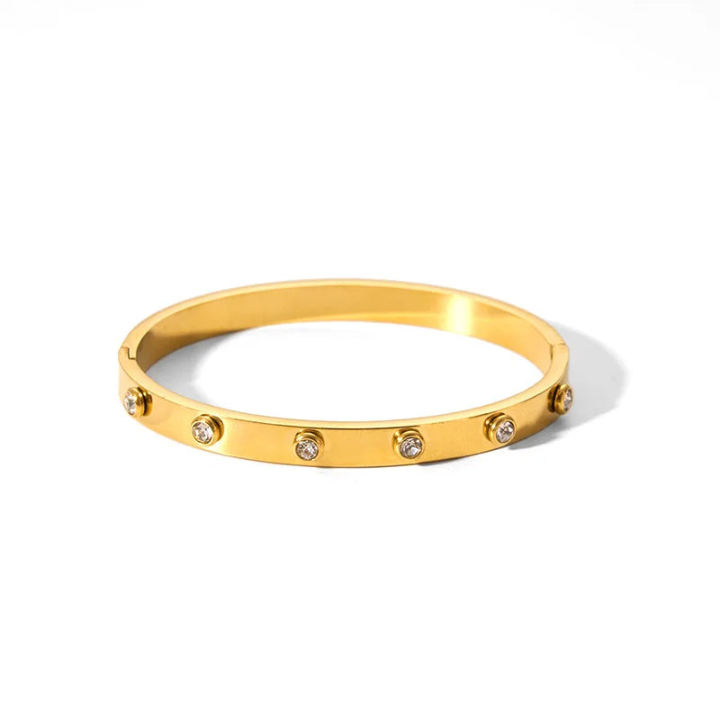 Nouveaux bracelets en zircone cubique imperméable Bracelets en acier inoxydable Bijoux sans ternissement pour les femmes Vente en gros d’usine Personnaliser