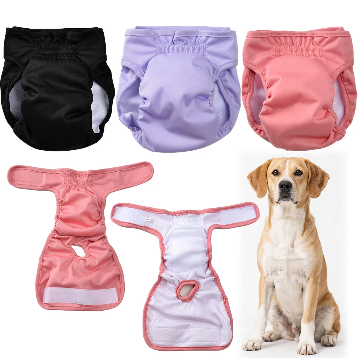 Couche lavable pour chien féminin Pantalon physiologique réglable pour animaux de compagnie Culottes réutilisables étanches pour animaux de compagnie Couches pour petits chiens moyens grands