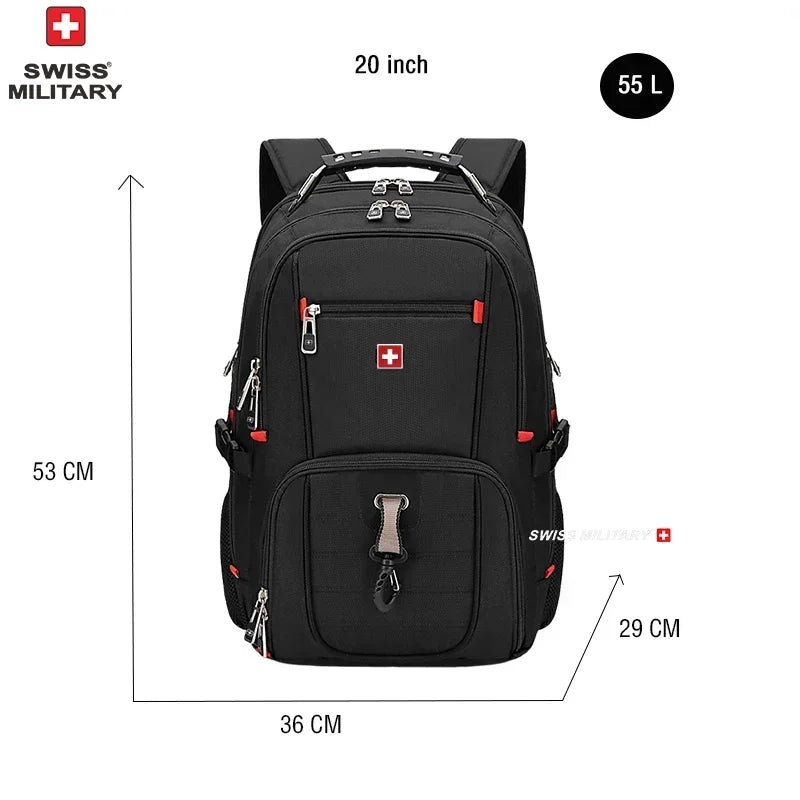 SWISS 17 » Sac à dos pour ordinateur portable Port de charge USB étanche Sac à dos multifonctionnel de style suisse Sac d’école Mochila Sac de voyage de randonnée