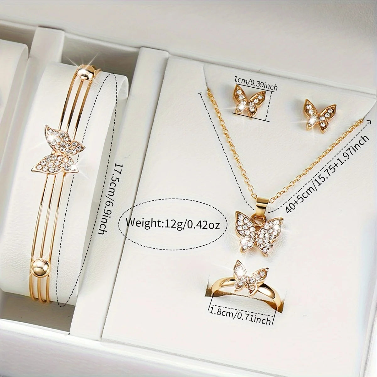 6PCS/coffret pour femme une montre une bague une paire de boucles d’oreilles un bracelet et une chaîne avec un pendentif