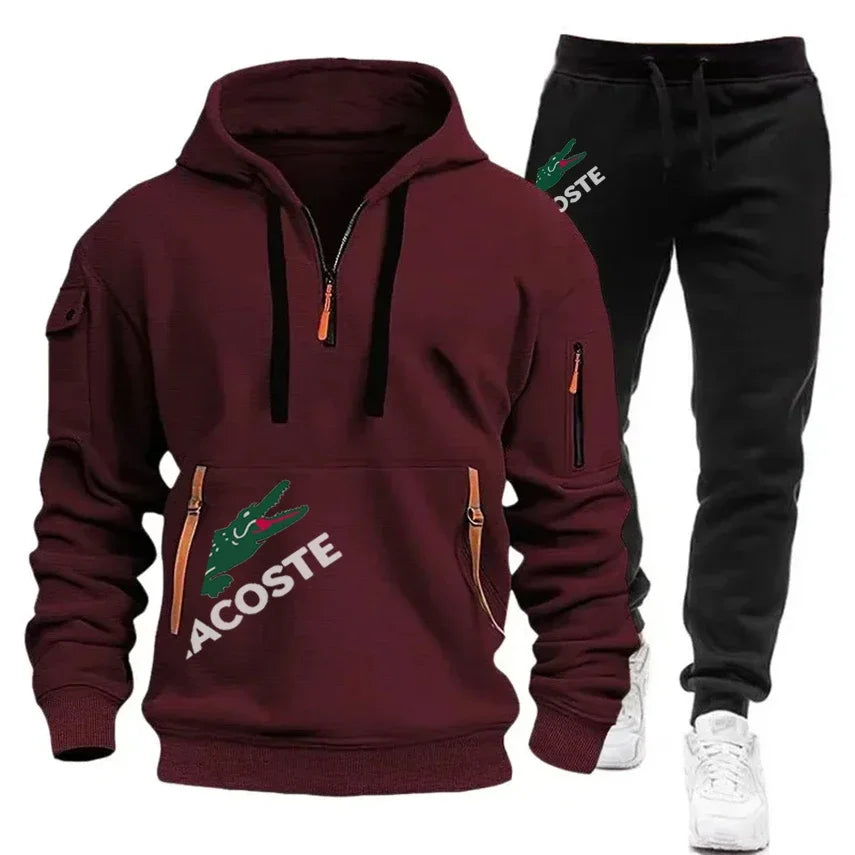 2024 Ensemble de sport de mode Sweat à capuche pour hommes Vêtements de sport de fitness Ensemble chaud Vêtements de course lente Ensemble de sports d’hiver