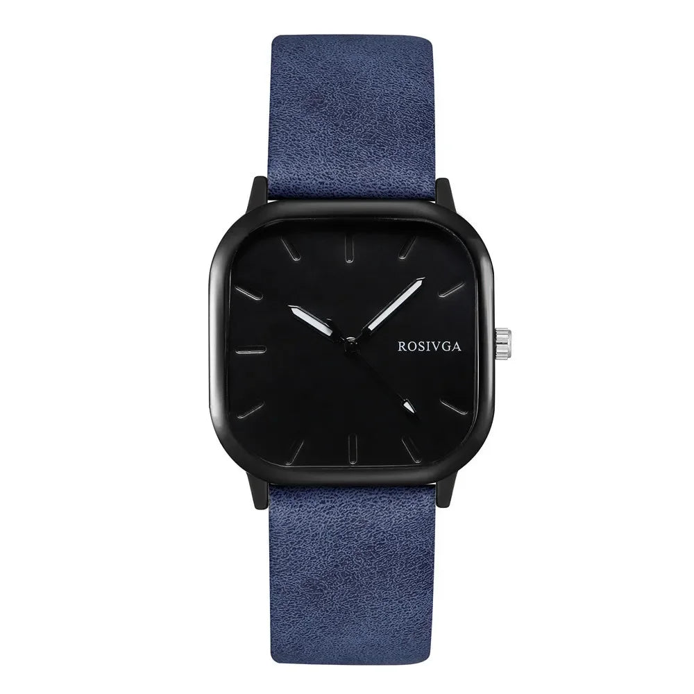 Montre de mode Simple cadran carré PU cuir Quartz Hommes Montre d’affaires Montre-bracelet Horloge Montre Homme