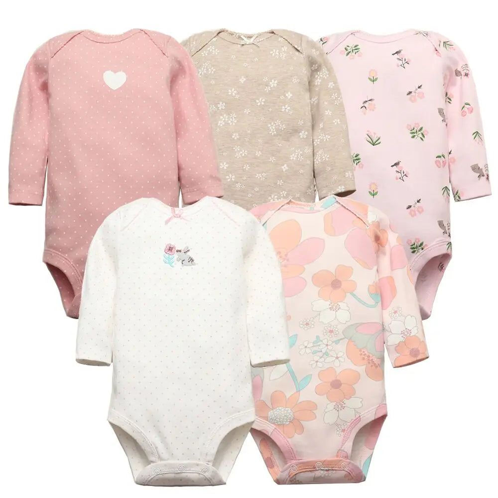 Bodys pour bébé garçon 5 pièces Ensemble de vêtements pour nouveau-nés Vêtements pour tout-petits Vêtements pour bébés pour filles 100 % coton Doux pour bébé Nouveau dessin animé Bebe Combinaisons
