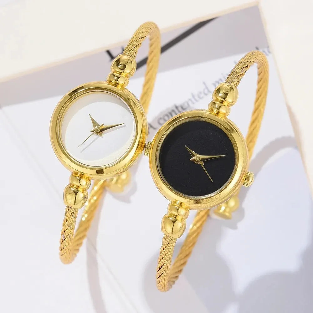 2PCS Mode Luxe Femmes Montre Or Fine Strap Dames Montre Pour Bracelet Montre Femme Femme Montre-Bracelet Femme Montre Reloj Relojes