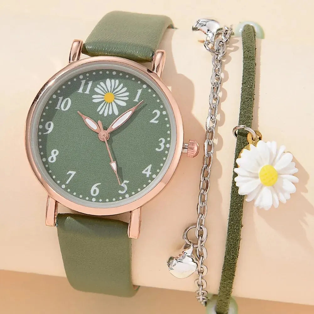 2025 Nouvelle montre pour femmes Robe romantique Bracelet Montre-bracelet Mode Dames Cuir Quartz Montre Horloge Femmes Montre Femme