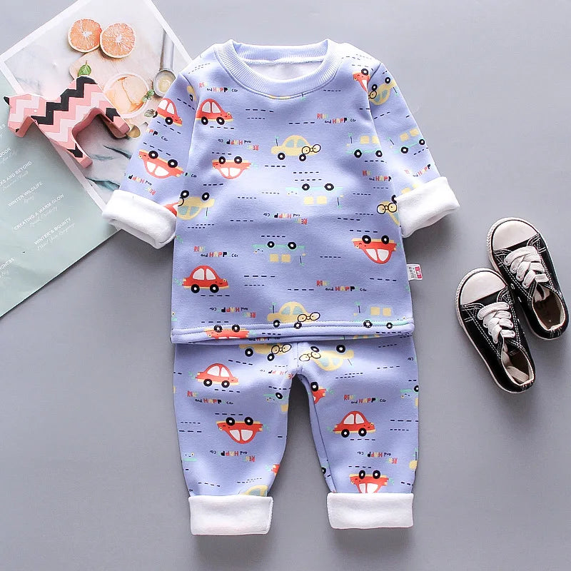 Automne Hiver Bébé Garçons Fille Vêtements Ensembles Épais Polaire Dessin Animé Ours Veste Gilet Pantalon 3Pcs Coton Sport Costume Tenues Chaudes