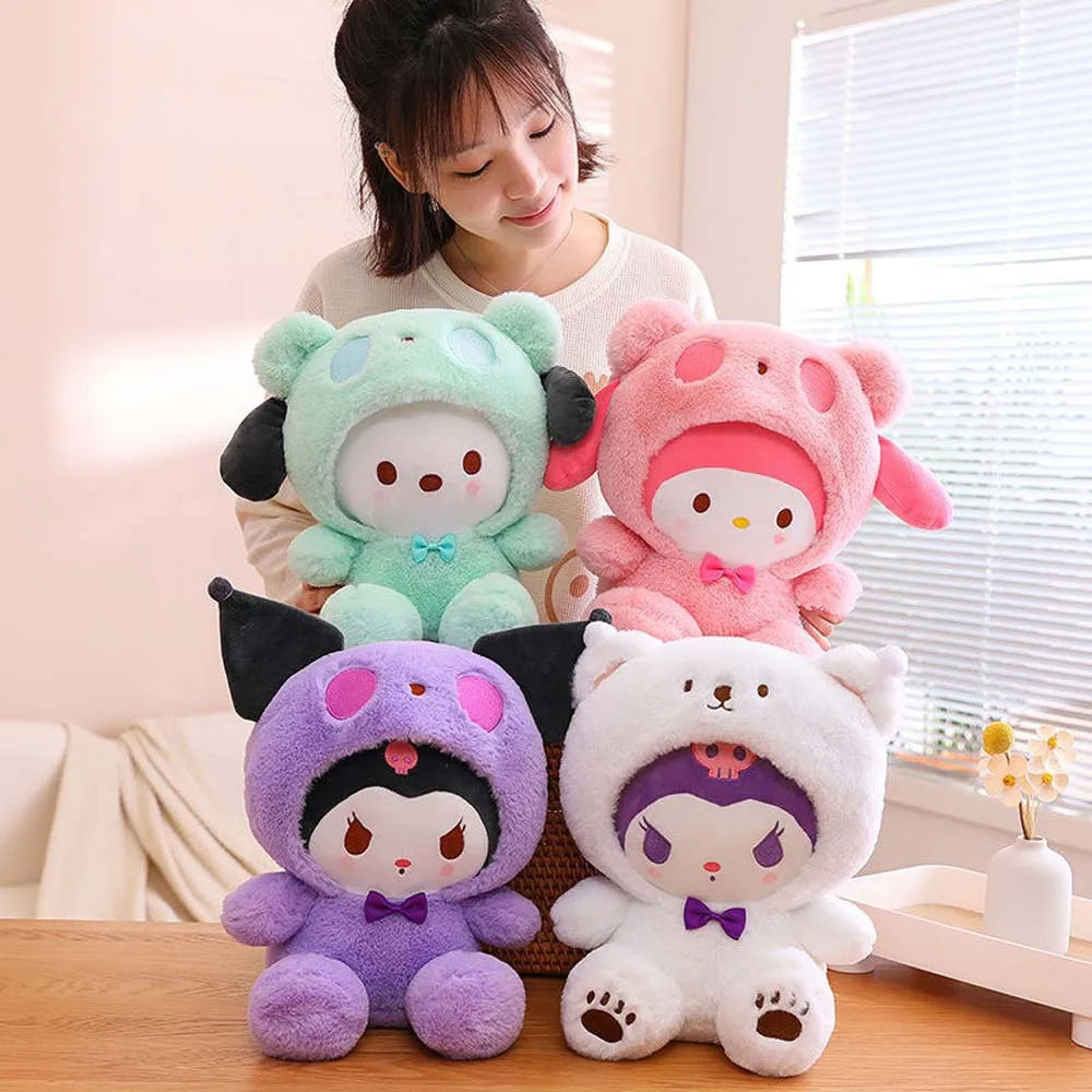 25cm Anime Sanrio Peluche Poupée Jouets Kawaii Hello Kitty Kuromi My Melody Cinnamoroll Dessin animé Mignon Peluche Peluche Jouets Cadeaux pour enfants