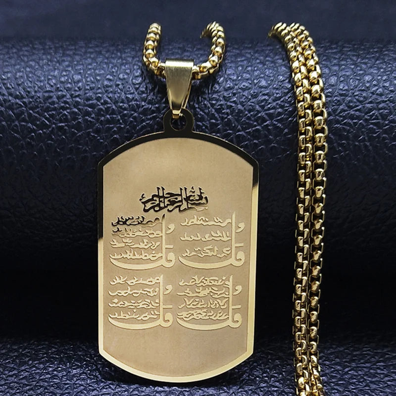 Acier inoxydable Musulman Islamique Coran Allah Chaîne Colliers Or Couleur Géométrie Pendentifs Colliers Bijoux colliers N2280S02