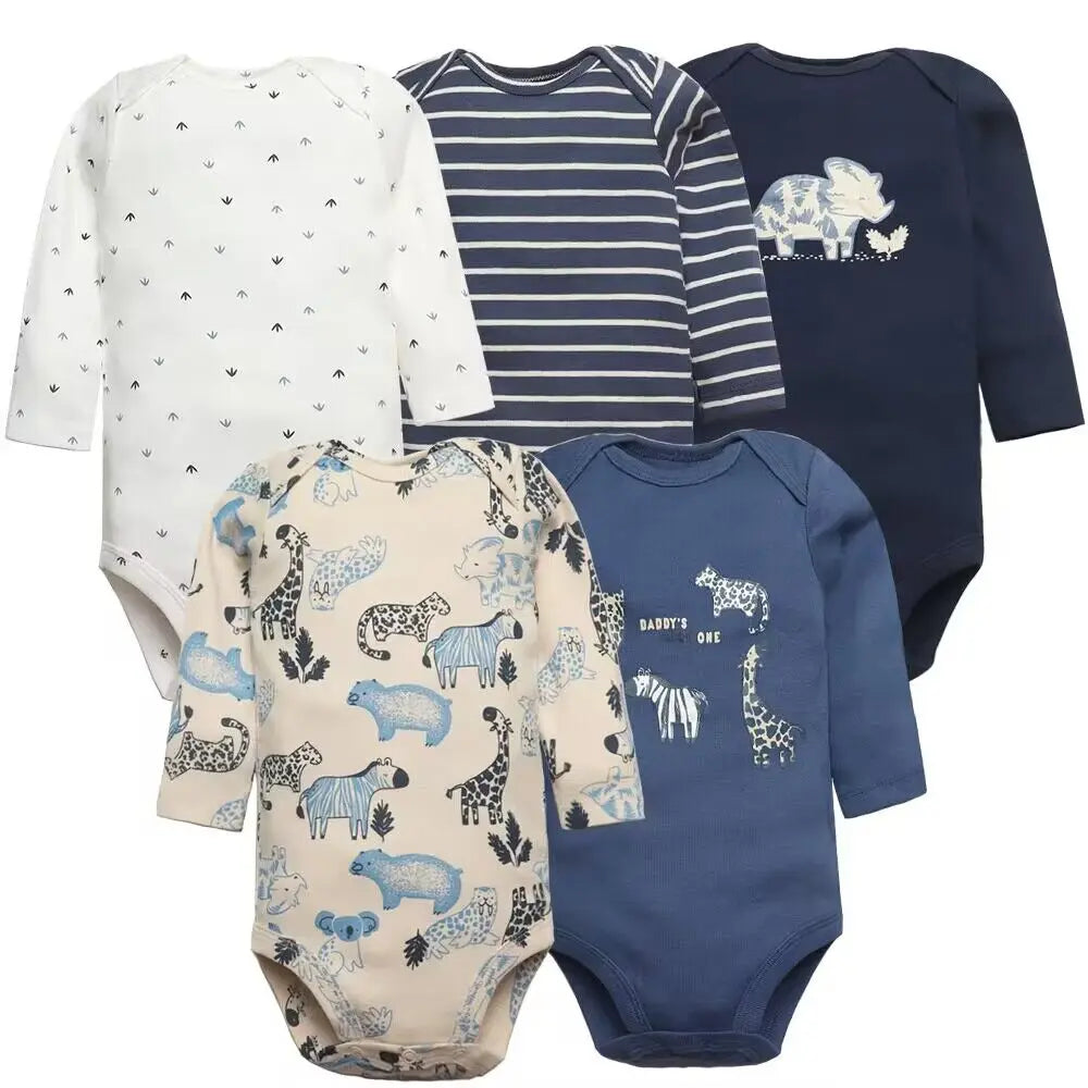 Bodys pour bébé garçon 5 pièces Ensemble de vêtements pour nouveau-nés Vêtements pour tout-petits Vêtements pour bébés pour filles 100 % coton Doux pour bébé Nouveau dessin animé Bebe Combinaisons