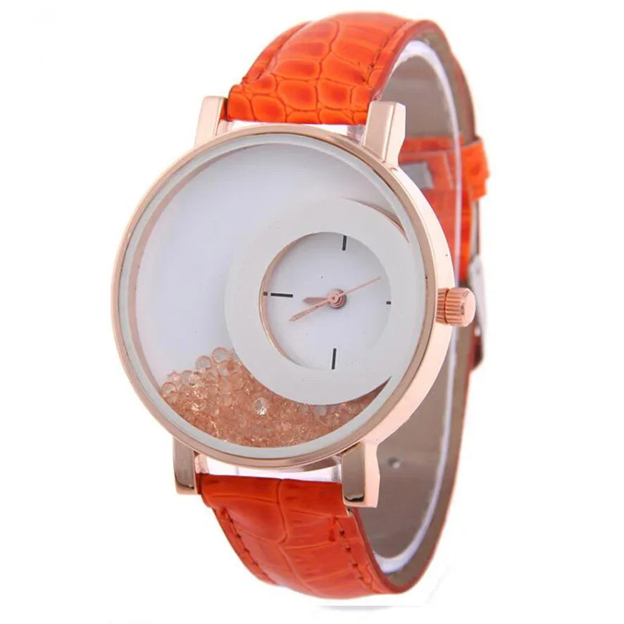 Broken Diamond Large Dial Student Montre pour femme Quartz Belt