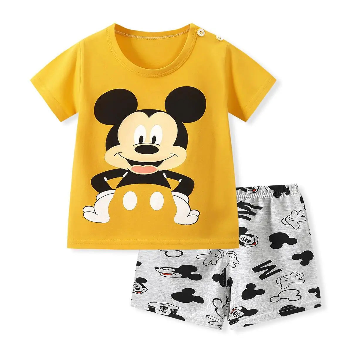 Nouveau Ensemble Disney Baby Kids Vêtements Set Mickey Mouse Print T-shirt+short Deux Pièces Mode Enfants Fille Garçon Survêtement 100% Coton