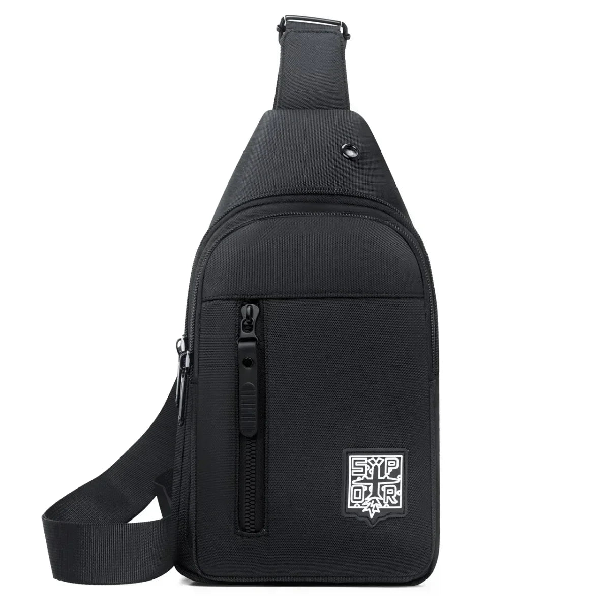 Sac de poitrine multi-poches en tissu oxford de couleur unie, sac de poitrine de sport décontracté pour les sorties et les déplacements quotidiens
