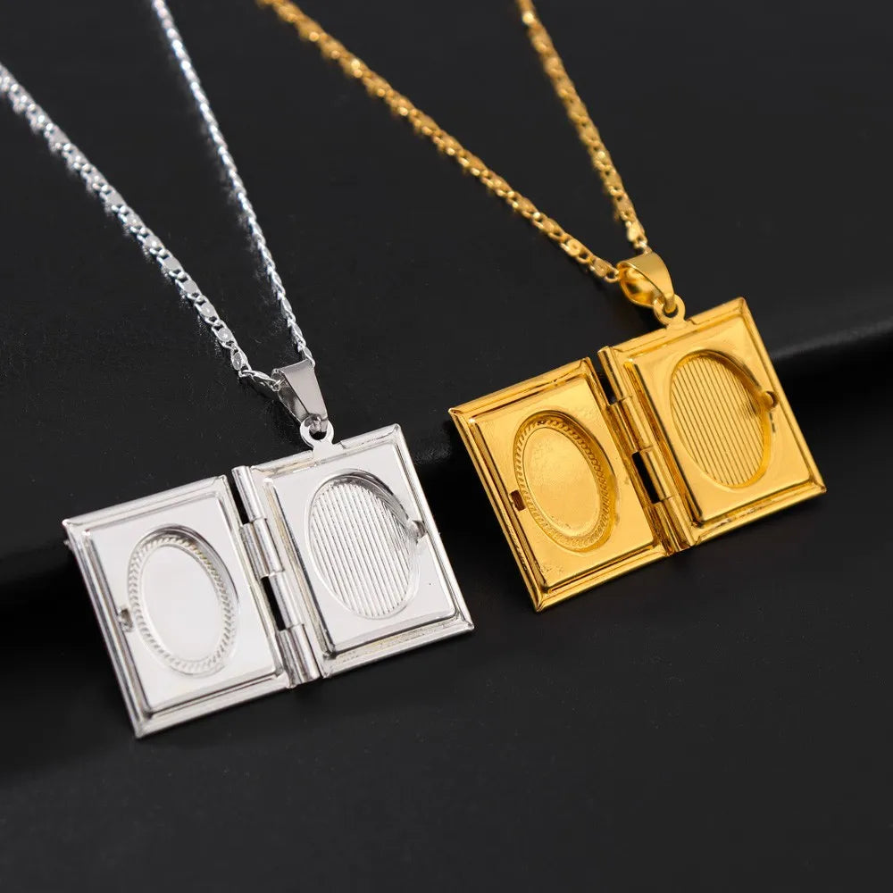 1 pièce de cadre photo islamique d’Allah Coran Collier pendentif pour hommes et femmes peut être placé Photo Mode Bijoux religieux Cadeau