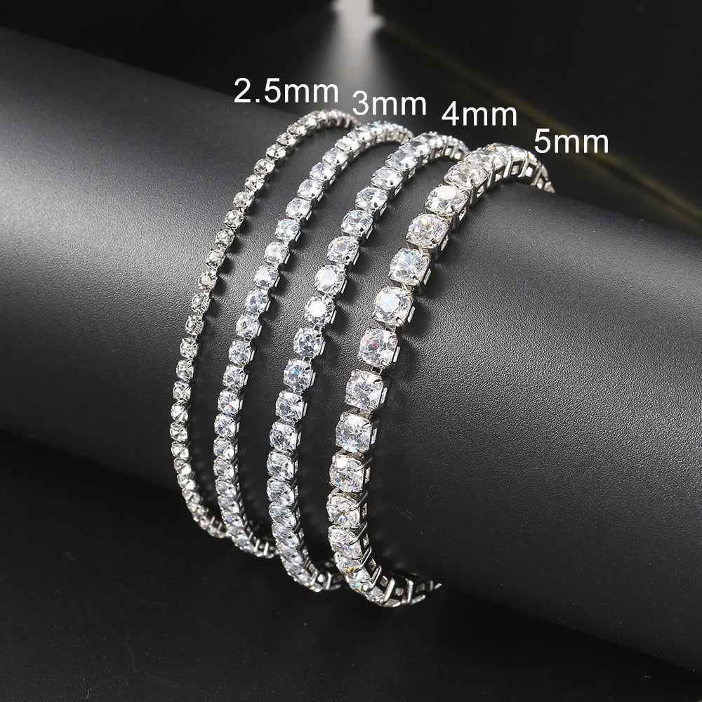 Hip Hop Iced Out 3/4/5mm Crystal Tennis Bracelet pour Hommes Trendy Punk Zirconia homme Chain on The Hand Streetwear Jewelry