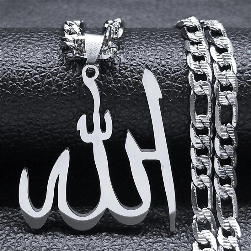 Collier pendentif arabe Allah Dieu pour hommes Femmes Acier inoxydable Plaqué or Musulman Amulette islamique Colliers Bijoux N3238S05