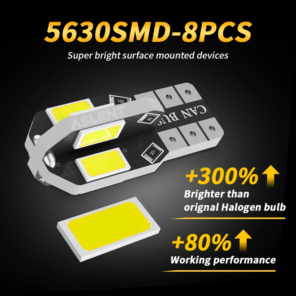 10x W5W T10 LED CANBUS Pas d'erreur 5W5 12V 5W 600Lm Super Bright Car Interior Side Light 194 3030 SMD Auto Bulb White Amber Red