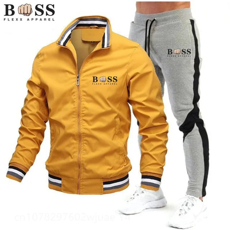 Nouveaux survêtements pour hommes 2024 Ensembles pour hommes Sweat-shirt + pantalon de survêtement Survêtement Fermeture éclair Col montant Costume de sport Jogging Fitness Vêtements pour hommes