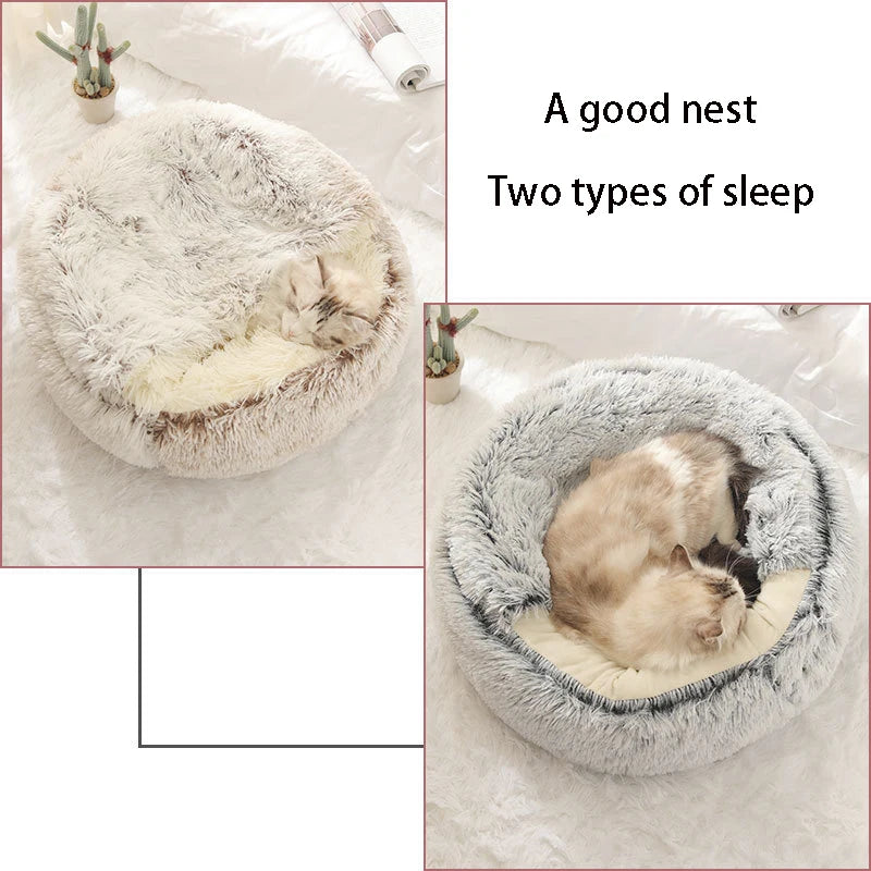 Lit pour chat, matelas pour animaux de compagnie, lit douillet et chaud en peluche avec housse, nid rond pour chat, chien ou chaton, idéal pour les petits chiens.
