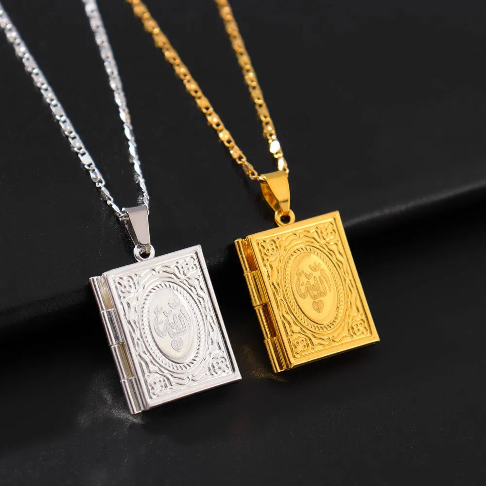 1 pièce de cadre photo islamique d’Allah Coran Collier pendentif pour hommes et femmes peut être placé Photo Mode Bijoux religieux Cadeau
