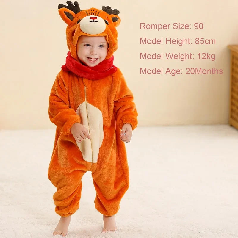 MICHLEY Carnaval Hiver Bébé Barboteuses À Capuche Flanelle Tout-petit Vêtements Pour Bébés Bodys D’Ensemble Combinaison Costume Pour Enfants Fille Garçon