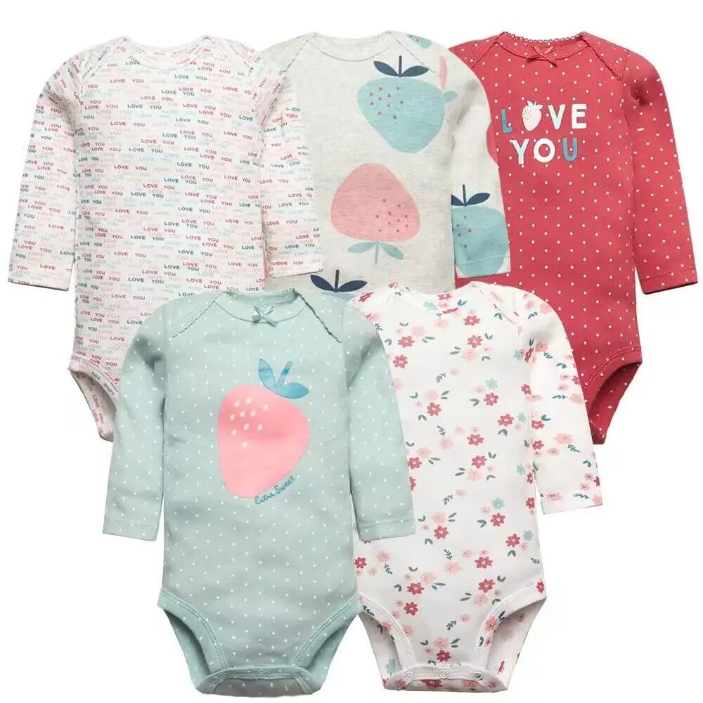 Bodys pour bébé garçon 5 pièces Ensemble de vêtements pour nouveau-nés Vêtements pour tout-petits Vêtements pour bébés pour filles 100 % coton Doux pour bébé Nouveau dessin animé Bebe Combinaisons