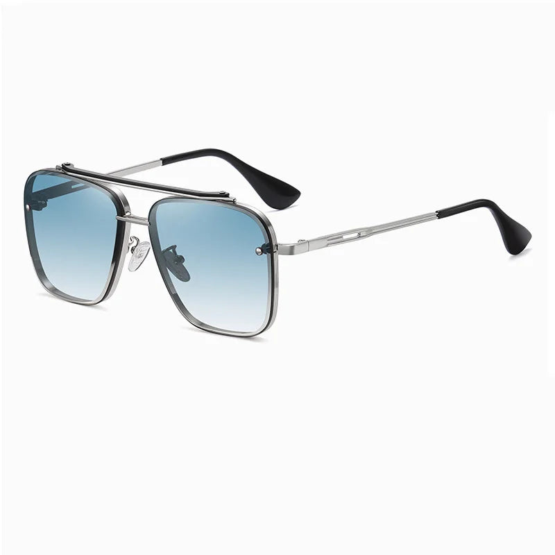 Nouvelles lunettes de soleil dégradées pour hommes Mode Métal Grand cadre Lunettes de soleil Marque Design Luxe Lunette De Soleil Homme