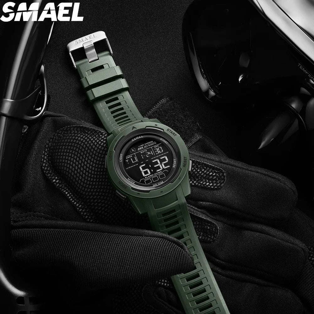 SMAEL 8105 Montre pour hommes Montres numériques Sports LED Montres-bracelets pour hommes 50m Montre étanche Chronomètre à lumière numérique