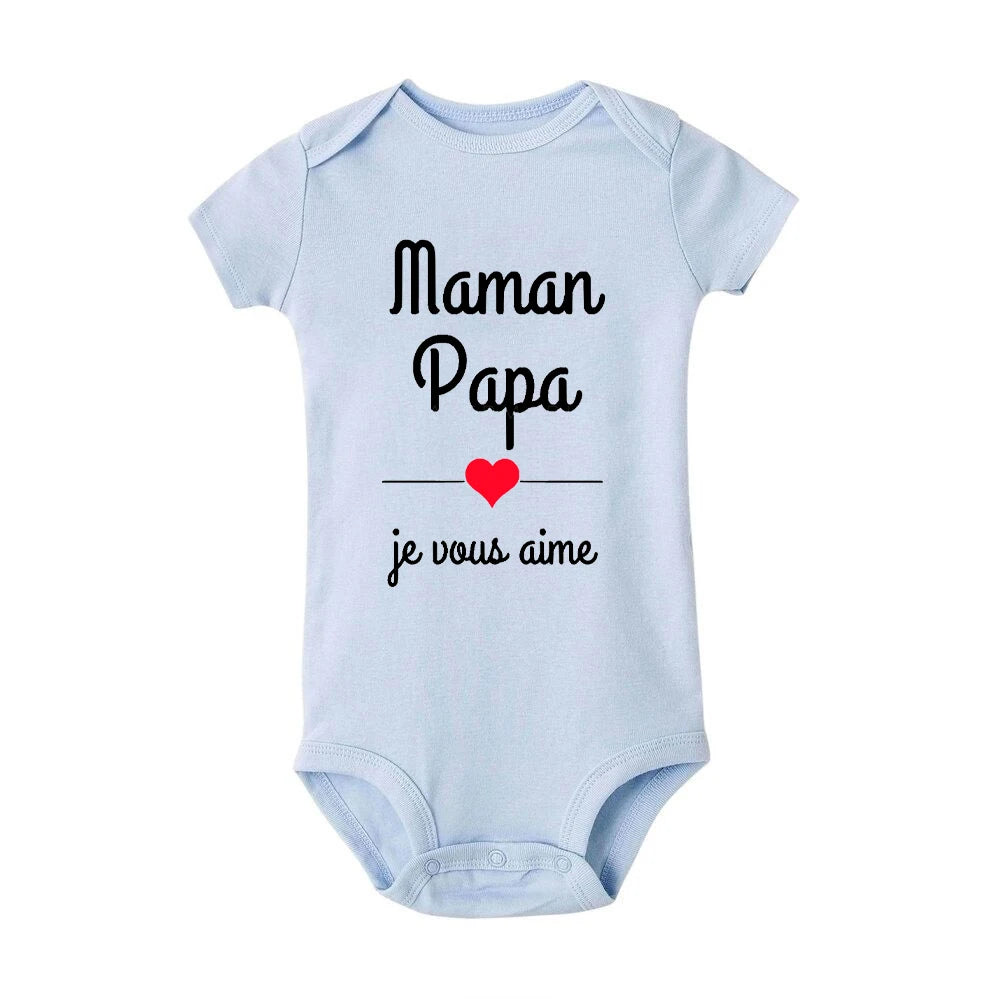 Maman Papa Je t’aime Bodys de bébé Fête des mères Tenue de bébé Fête des pères Nouveau-nés Garçons Filles Vêtements Fête des mères Cadeau de fête des pères