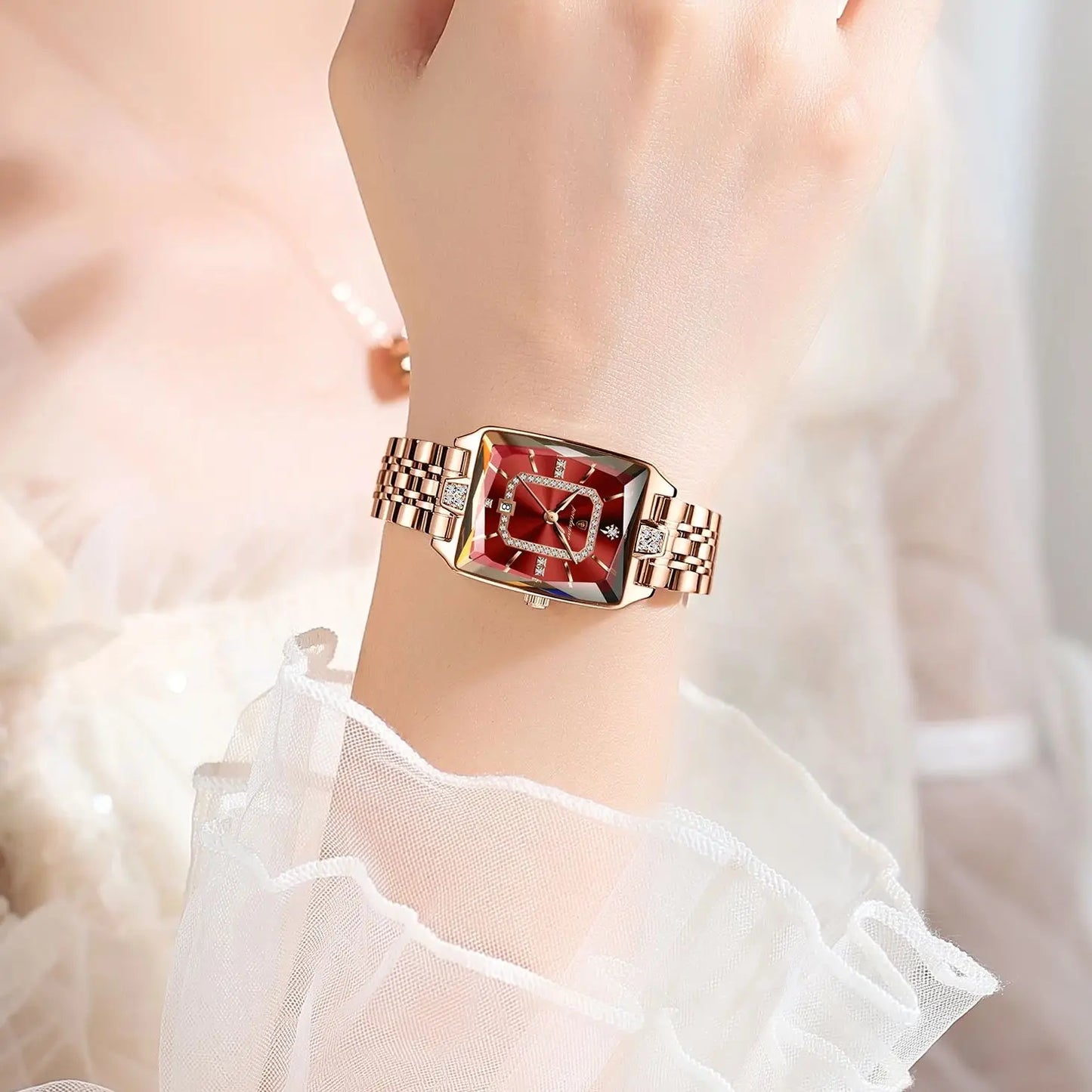 POEDAGAR Top Elegant Femmes Montre-Bracelet Imperméable Date Dames Montre En Acier Inoxydable Rectangle Quartz Montres Pour Femmes