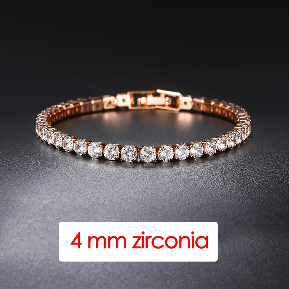 Hip Hop Iced Out 3/4/5mm Crystal Tennis Bracelet pour Hommes Trendy Punk Zirconia homme Chain on The Hand Streetwear Jewelry