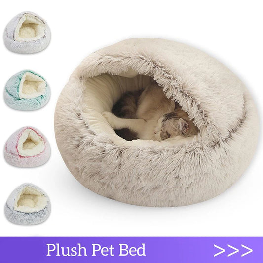 Lit pour chat, matelas pour animaux de compagnie, lit douillet et chaud en peluche avec housse, nid rond pour chat, chien ou chaton, idéal pour les petits chiens.