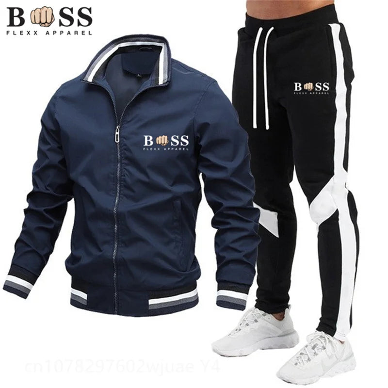 Nouveaux survêtements pour hommes 2024 Ensembles pour hommes Sweat-shirt + pantalon de survêtement Survêtement Fermeture éclair Col montant Costume de sport Jogging Fitness Vêtements pour hommes
