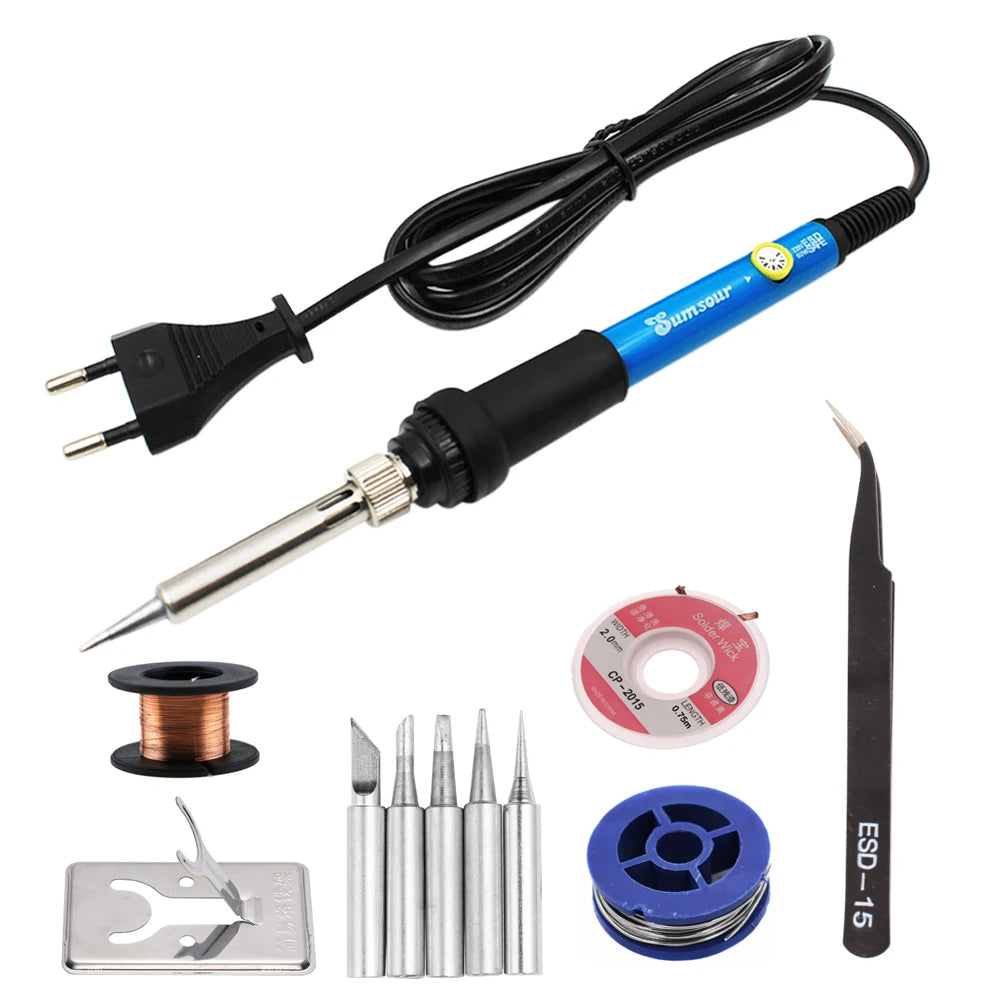 Fer à souder électrique 60W/80W Température réglable Affichage numérique Outils de réparation de soudage électronique avec pointes de fer à souder