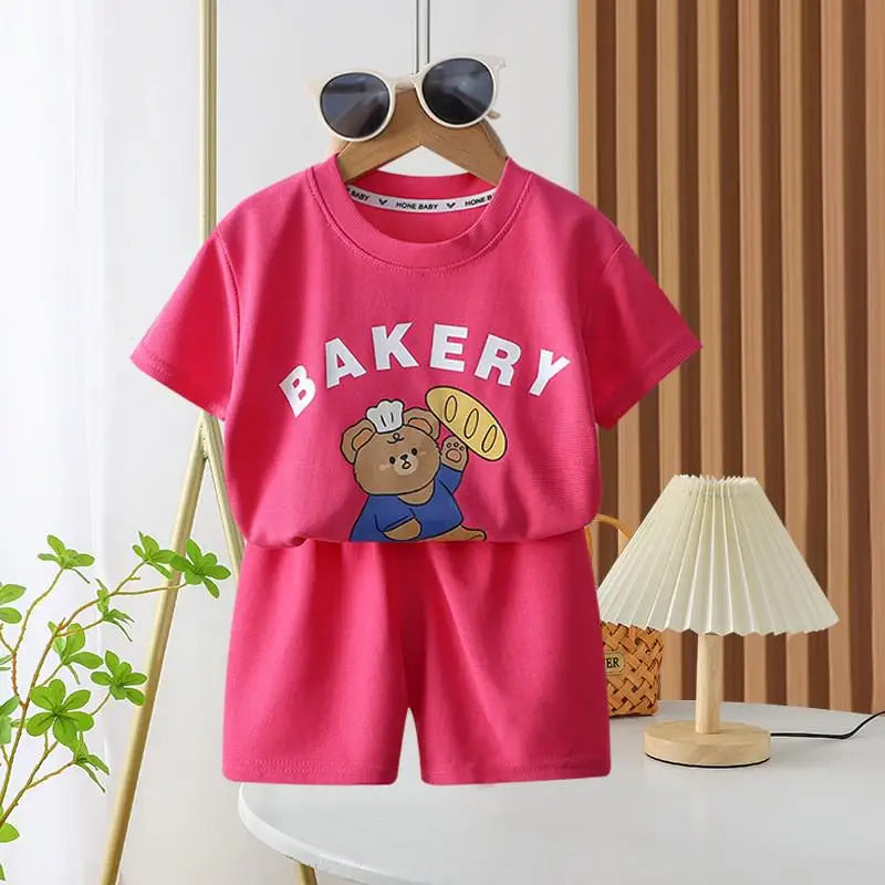 Nouveau Ensemble Disney Baby Kids Vêtements Set Mickey Mouse Print T-shirt+short Deux Pièces Mode Enfants Fille Garçon Survêtement 100% Coton