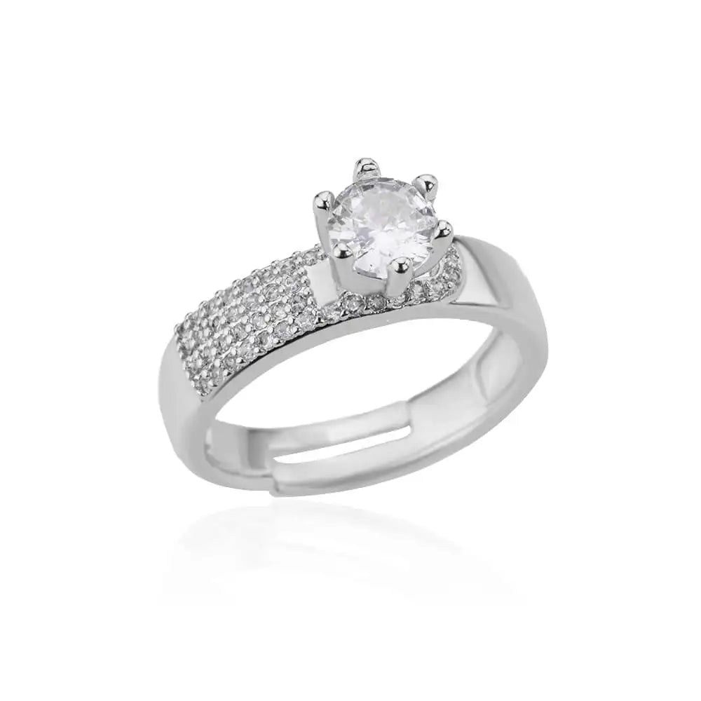 Zircon Double Layer Open Rings For Women Gold Color Adjustable Stainless Steel Ring Wedding Aesthetic Jewelry Gift Bijoux Femme