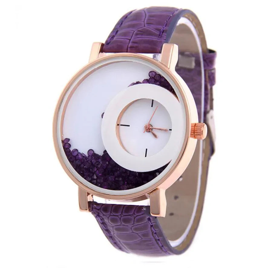 Broken Diamond Large Dial Student Montre pour femme Quartz Belt